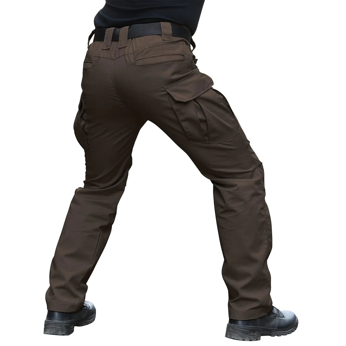 Men's Stretch Tactical Pants Water Resistant Ripstop Cargo Pants Outdoor Lightweight EDC Work Hiking Pants 30W x 32L Dark Brown Rieworkes