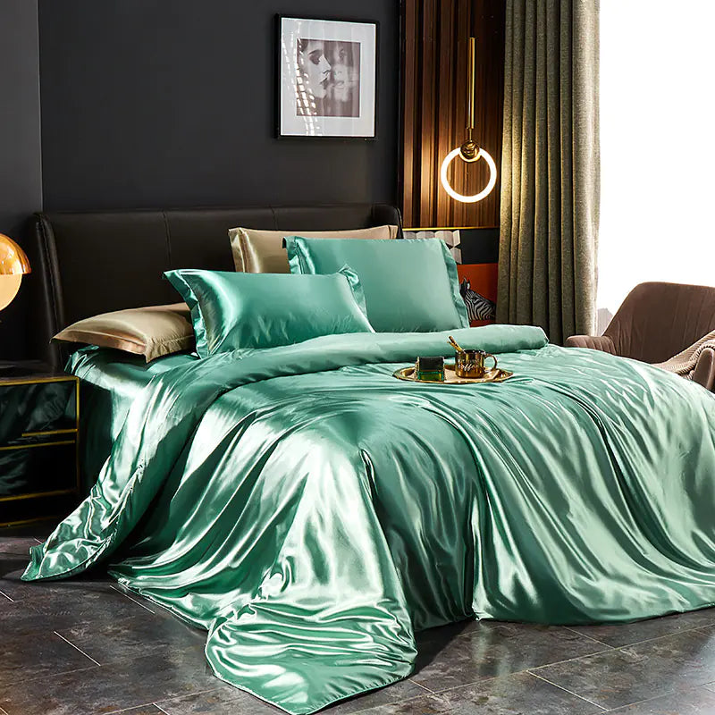 Luxury Silk Bedding Set with Solid Color Duvet Cover Mimarta