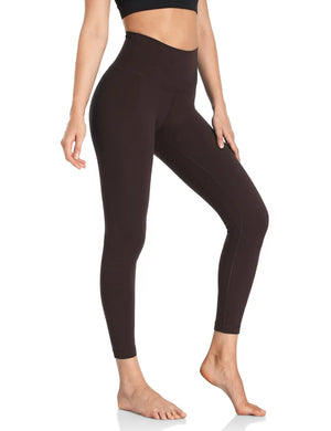 HeyNuts Workout Pro Leggings, High Waisted Compression Gym Tummy Control Athletic Yoga Pants 25" Small Espresso Rieworkes
