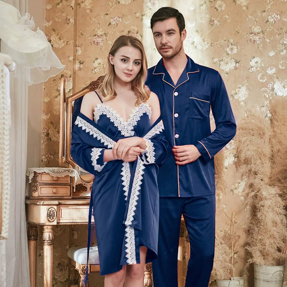 Lace Cami Robe for Women, Silk Couple Robe, Bridal Robe Mimarta