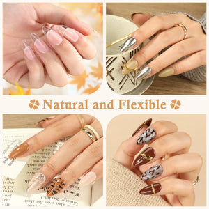 Short Almond Gel x Tips, 504pcs Pre-buff Point Almond Nail Tips Gel x Half Matte Short Almond Acrylic Nails for Nail Salon Almons Shape Press On Nails, 12 Sizes Luckyfairy False Nails C1-Point Almond Rieworkes