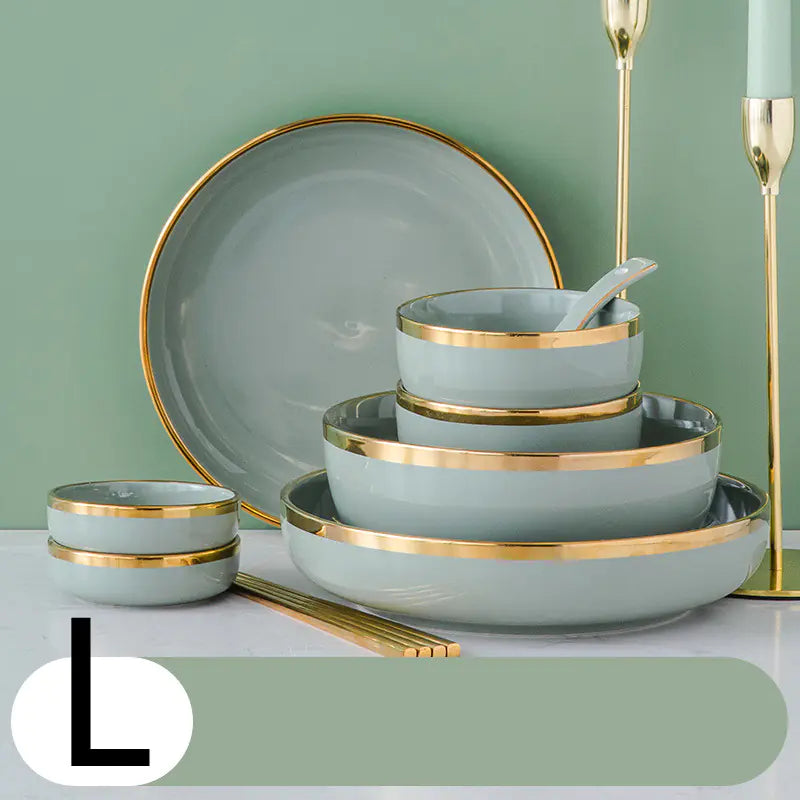 Light Luxury Large Ceramic Rice Bowl Tableware Set Mimarta