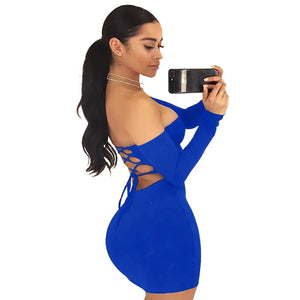 Strapless large women long sleeve backless night club dress women Rieworkes
