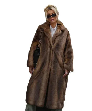 Women's Winter Warm Long Imitation Mink Coat Mimarta