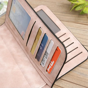 Wallet Brand Coin Purse Scrub Leather Women Wallet Money Phone Bag Female Snap Card Holder Ladies Long Clutch Carteira Feminina Rieworkes