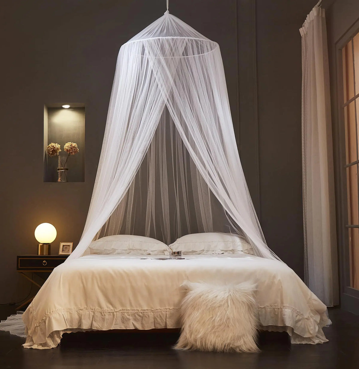 Mengersi Bed Canopy Mosquito NetCanopy Bed Curtains for Twin Full Queen King Size BedDome Mosquito Netting Bed Tent for Indoor OutdoorKid Bed and Adult Beds-White Mimarta