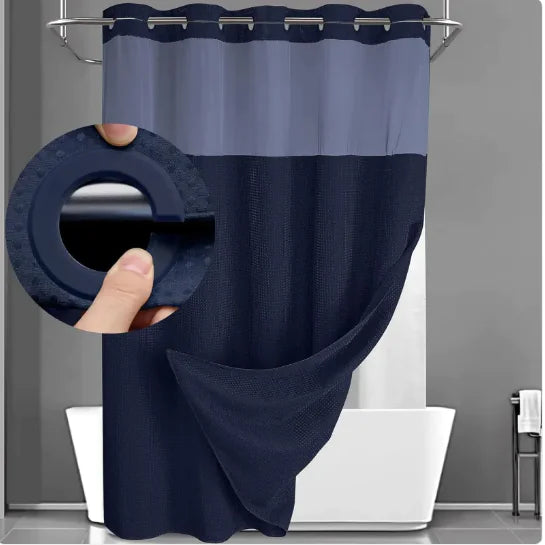 Without Hook Double-Layer Shower Curtain Set Rieworkes