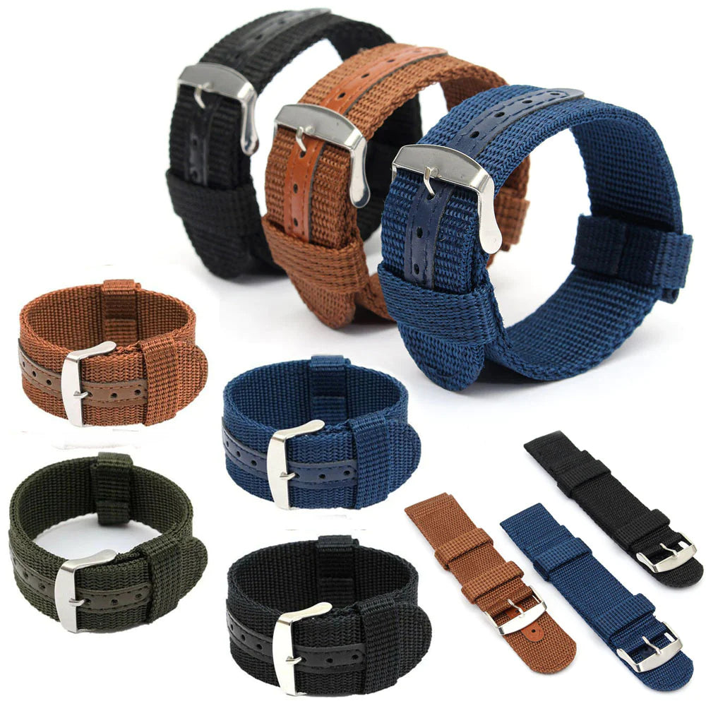 18mm 20mm 22mm 24mm Military Canvas Nylon Wrist Watch Band Strap Bracelet Sport Rieworkes