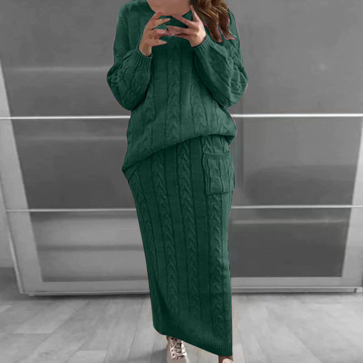 Autumn Winter Women's Fashion Sweater Dress Set Mimarta