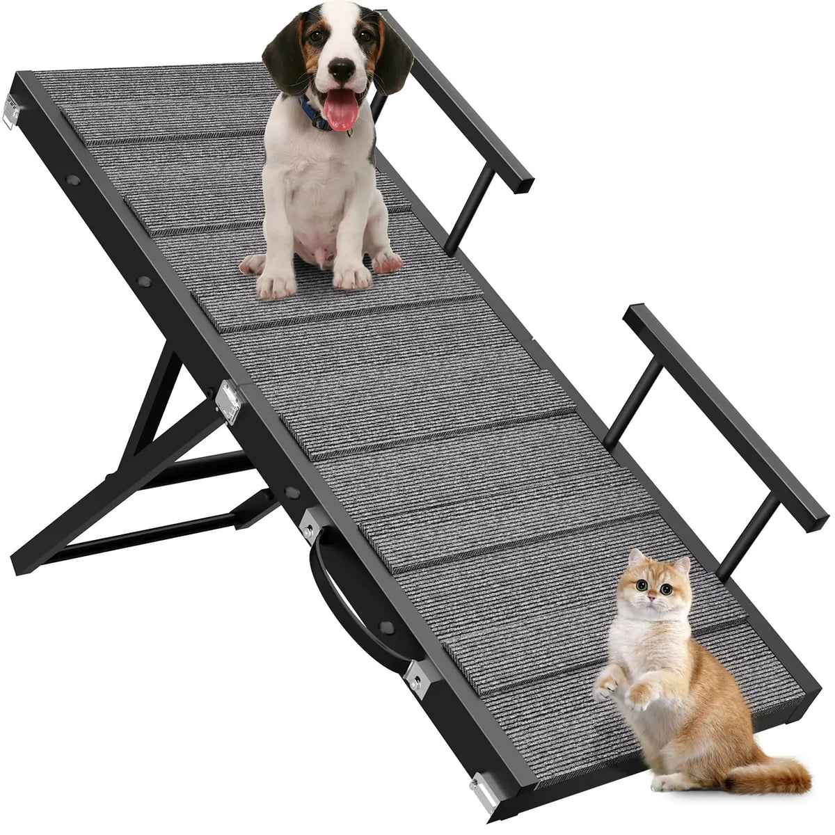 Dog Ramp for Couch Pet Ramp for Adjustable Hight Folding Dog Ramps for Small Dogs Dog Ramp for Bed with Anti-Slip Carpet and Safety Rails Dog Ramps for Indoor Sofa Bed Black Mimarta