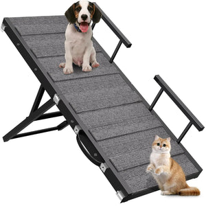 Dog Ramp for Couch Pet Ramp for Adjustable Hight Folding Dog Ramps for Small Dogs Dog Ramp for Bed with Anti-Slip Carpet and Safety Rails Dog Ramps for Indoor Sofa Bed Black Mimarta