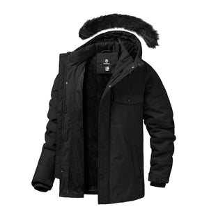 CHEXPEL Mens Winter Jacket Puffy Parka Jacket with Fur Hood Waterproof & Windproof Long Winter Coat Fleece Lined Men Jacket Mimarta