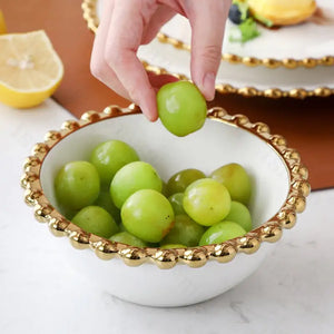 Nordic Gold Bead Ceramic Dinner Plates Rieworkes