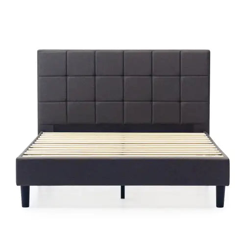 Upholstered Platform Bed Square Stitch - King Rieworkes