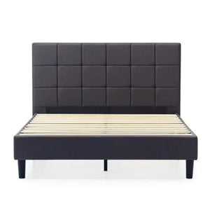 Upholstered Platform Bed Square Stitch - King Rieworkes