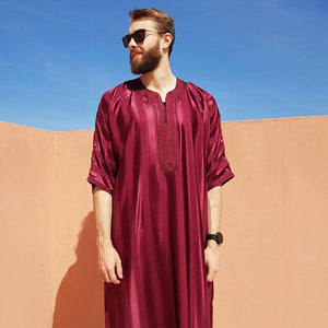 New Striped Robe Mid-sleeve Embroidered Robe Mimarta