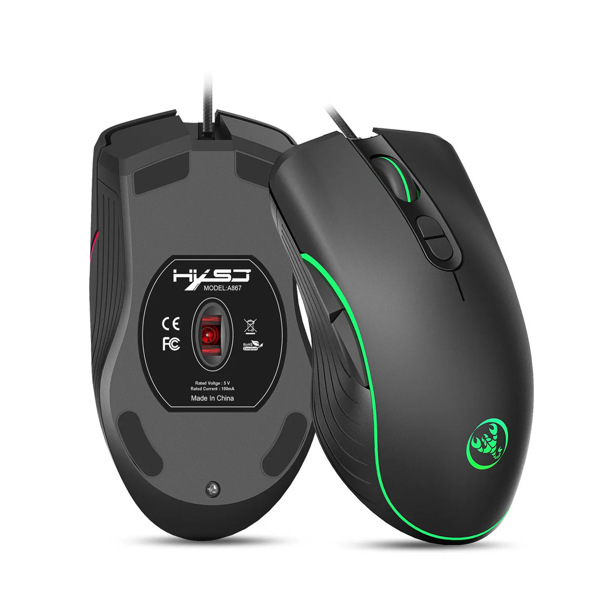 Glowing Wired Gaming Mouse Rieworkes