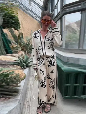 Elegant Printed Women's Pants Set Rieworkes