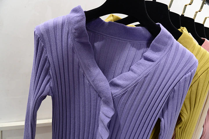 Women Ruffles Sweaters Cardigans Rieworkes