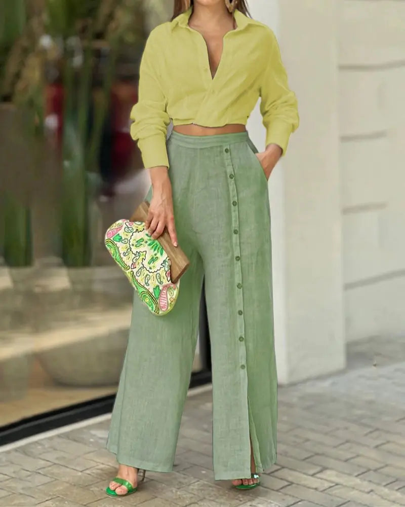 2022 Women's Casual Two-Piece Set: Shirt and Pants Mimarta