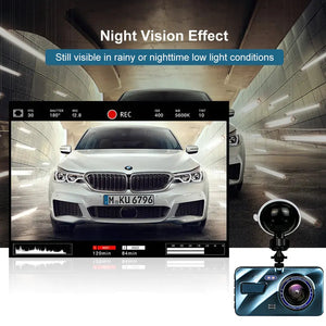 Touch Screen Dash Cam 4" 1080P Dual Lens Car DVR Recorder Front And Rear Camera Rieworkes