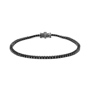 Black Rhodium Plated .925 Sterling Silver 5.00 Cttw Black Diamond Tennis Bracelet  (Black Color, I2-I3 Clarity) - 8.5 Inches Rieworkes