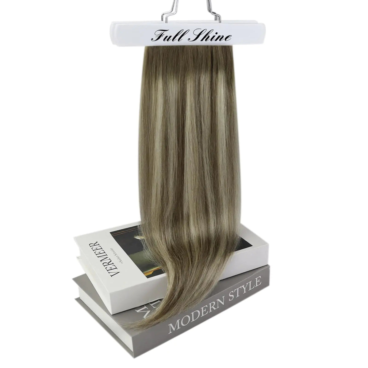 Full Shine Clip in Human Hair Extensions 20 Inch Seamless Clip in Hair Extensions Straight Remy Hair Cool Taupe Ombre Highlight Blonde Damage Free Hair Extensions Clip ins 20 Inch(Pack of 1) #7/800/7 Cool Taupe Mix Blonde Rieworkes
