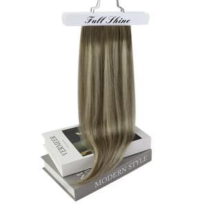 Full Shine Clip in Human Hair Extensions 20 Inch Seamless Clip in Hair Extensions Straight Remy Hair Cool Taupe Ombre Highlight Blonde Damage Free Hair Extensions Clip ins 20 Inch(Pack of 1) #7/800/7 Cool Taupe Mix Blonde Rieworkes
