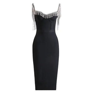 Light Luxury Rhinestone Tassel Women's Dress Skirt Mimarta