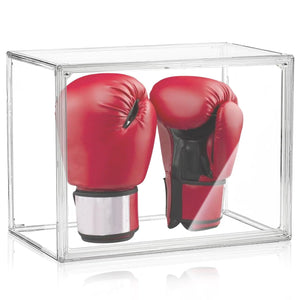 Clear Boxing Glove Display Case Display Case for Full Size Boxing GloveSelf-Assembly Baseball Glove Display Case Display Deluxe UV-Protected Clear Case Black Base Mimarta