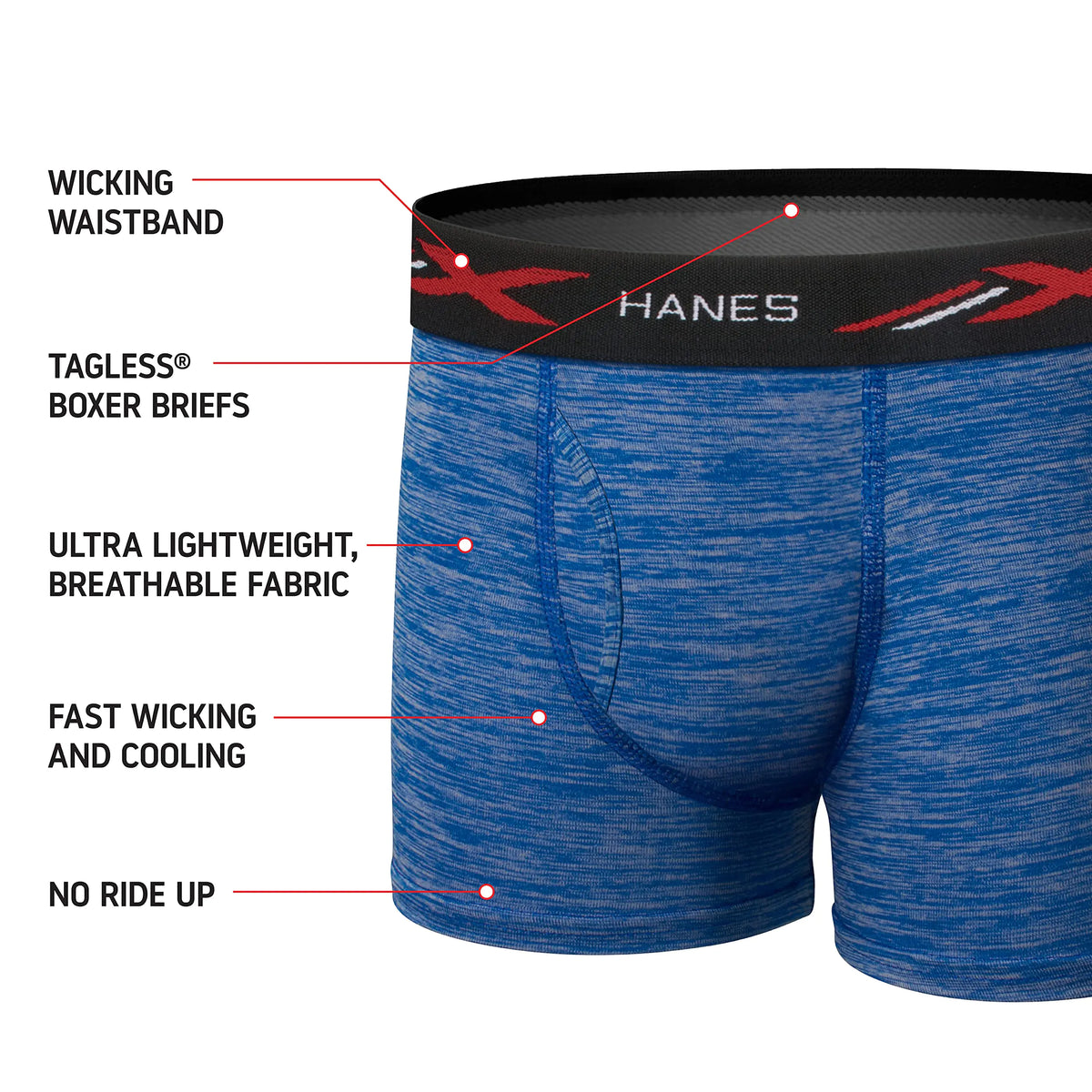 Hanes Boys' X-Temp Boxer Briefs, Moisture Wicking Breathable Underwear, Tagless, Assorted 6 Pack Medium Red/Black/Blue - 6 Pack Rieworkes