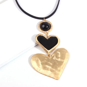 Double Black Heart Necklace Rieworkes