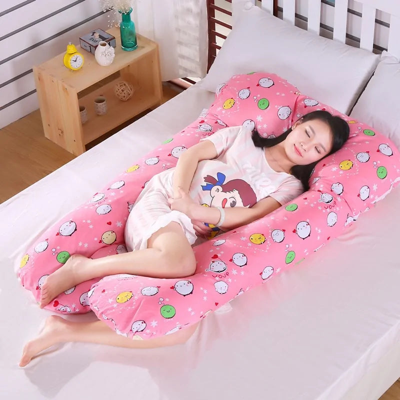 Sleeping Support Pillow For Pregnant Women Body PW12 100% Cotton Rabbit Print U Shape Maternity Pillows Pregnancy Side Sleepers Rieworkes