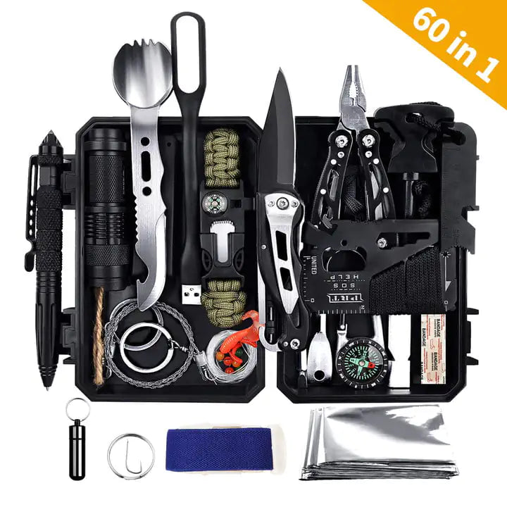 Emergency Survival Gear Kits 60 in 1 Outdoor Gear Tools Box Kit Set Rieworkes