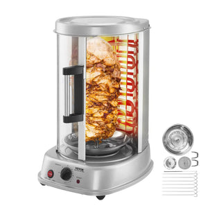 VEVOR Shawarma Grill Machine Vertical Chicken Shawarma Cooker Machine Countertop Electric Stainless Steel Broiler Gyro Rotisserie Oven Doner Kebab Machine for Home Restaurant Kitchen Parties Mimarta