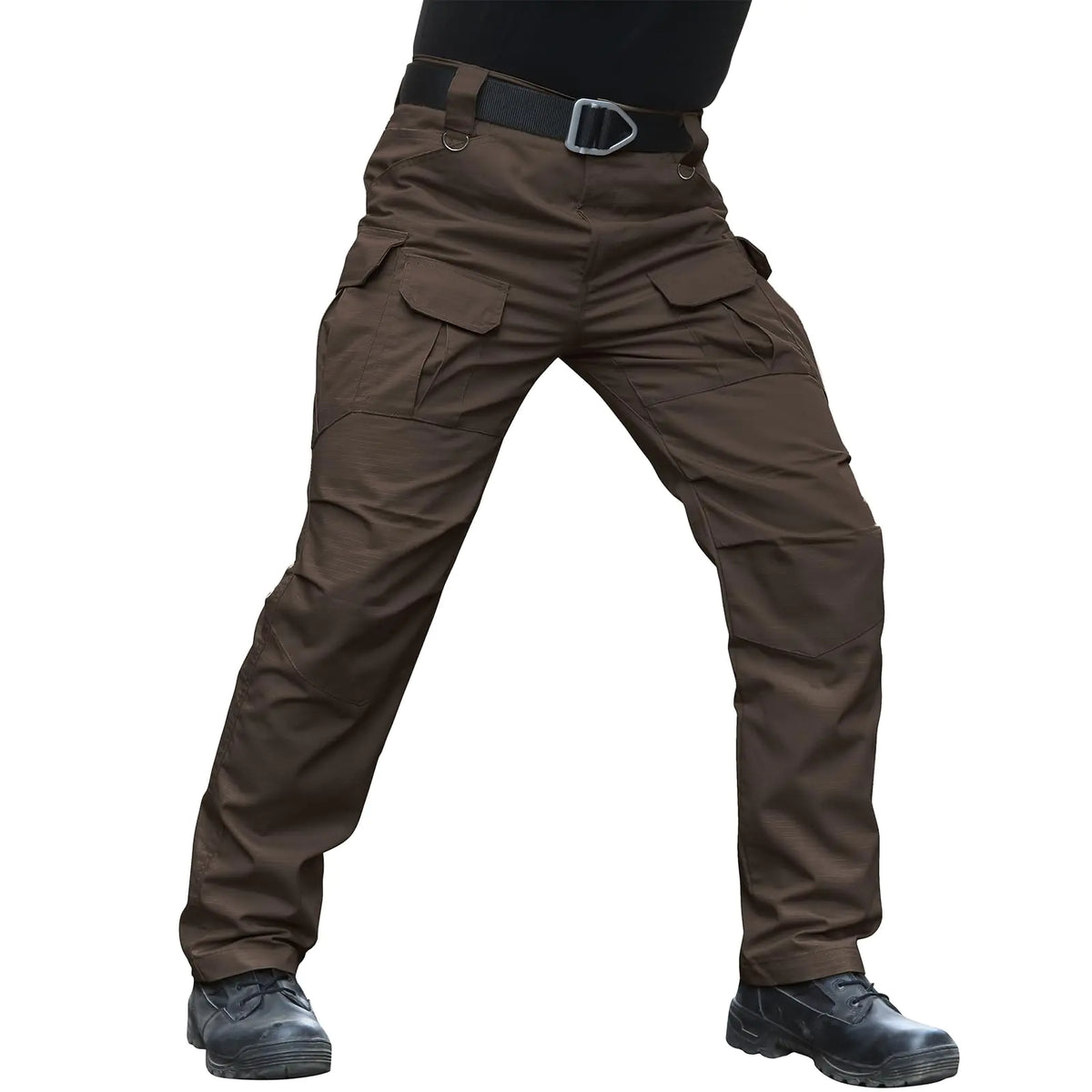 Men's Stretch Tactical Pants Water Resistant Ripstop Cargo Pants Outdoor Lightweight EDC Work Hiking Pants 30W x 32L Dark Brown Rieworkes