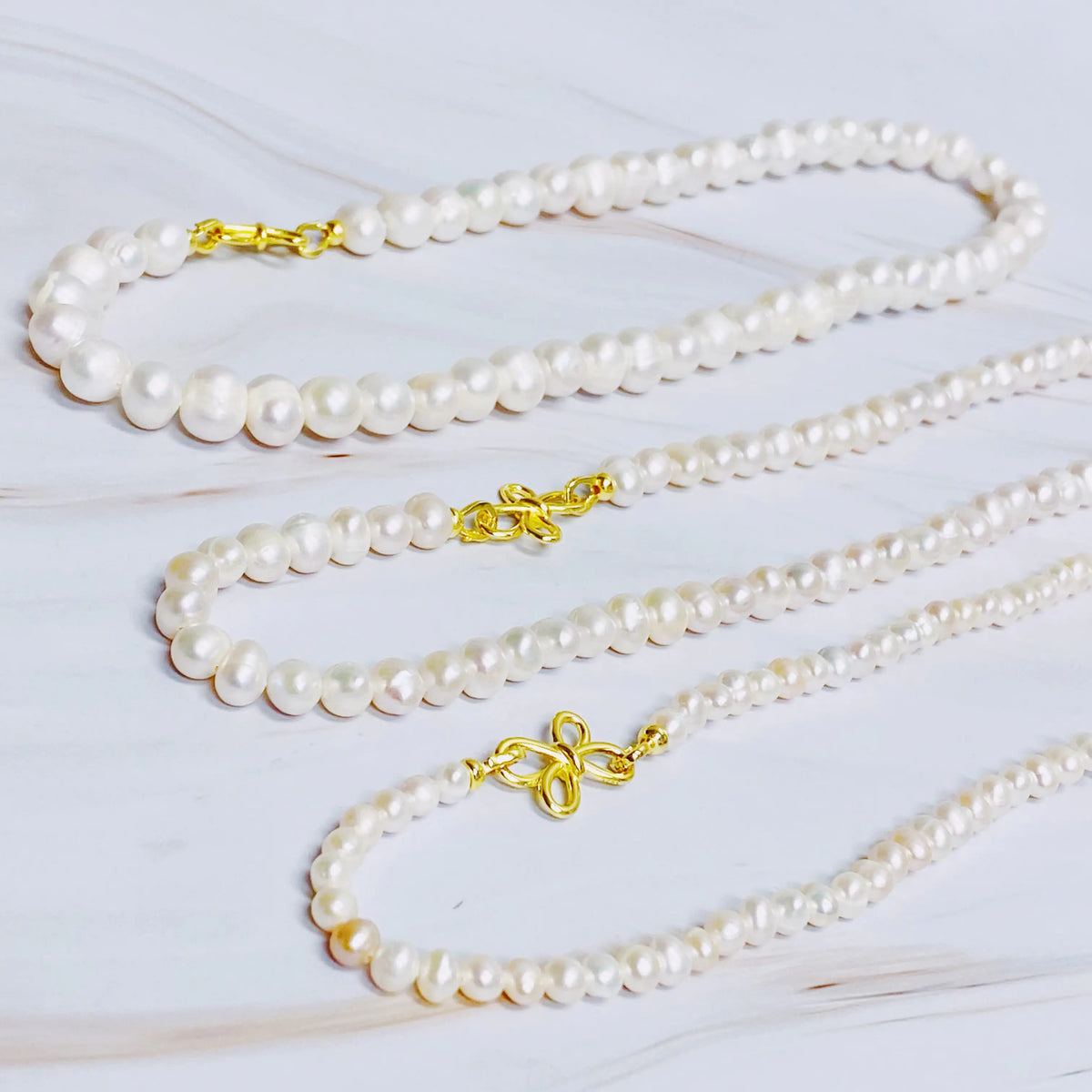 Clover Clasp Genuine Pearl Necklace Rieworkes