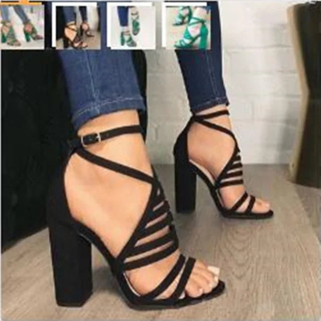 Cut Buckle High Heels Strap Shoes Rieworkes