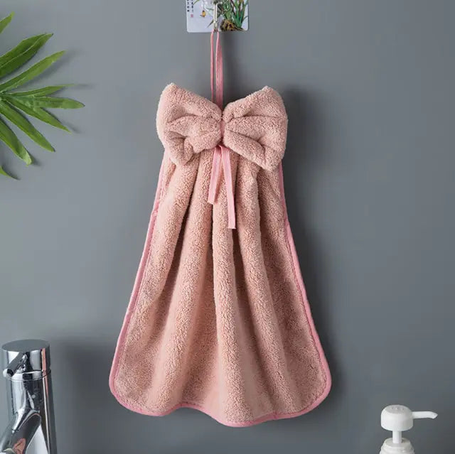 Microfiber Soft Quick Dry Cleaning Bowknot Hand Towels Rieworkes