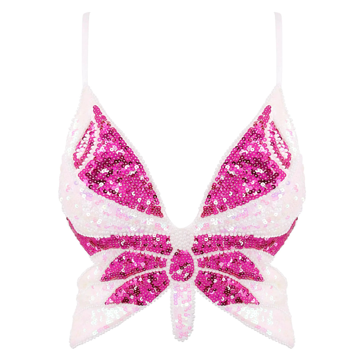Mocure Womens Sparkly Butterfly Sequin Crop Tops Sexy Trendy Sleeveless Cute Butterfly Halter Tops Rave Wrap Tube Vest Top for Belly Dance Costume Outfits Mimarta