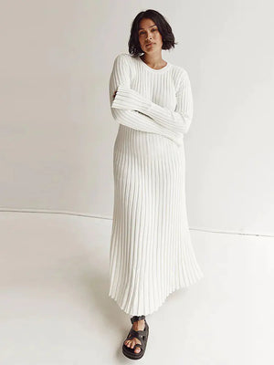 Ribbed Knit Maxi Dress: Elegant Autumn Style Rieworkes