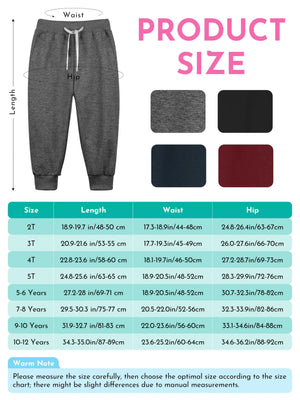 Resinta 4 Pack Toddler and Boys Joggers Sweatpants Kids Pull-On Active Athletic Pants with Drawstring Elastic Waistband 5T Black, Dark Gray, Navy Blue, Burgundy Rieworkes