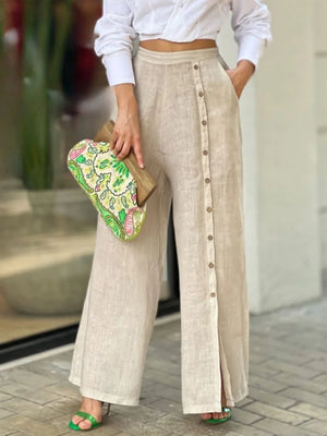 Long Sleeve Nipped Waist Top And Wide Legs Pants Rieworkes