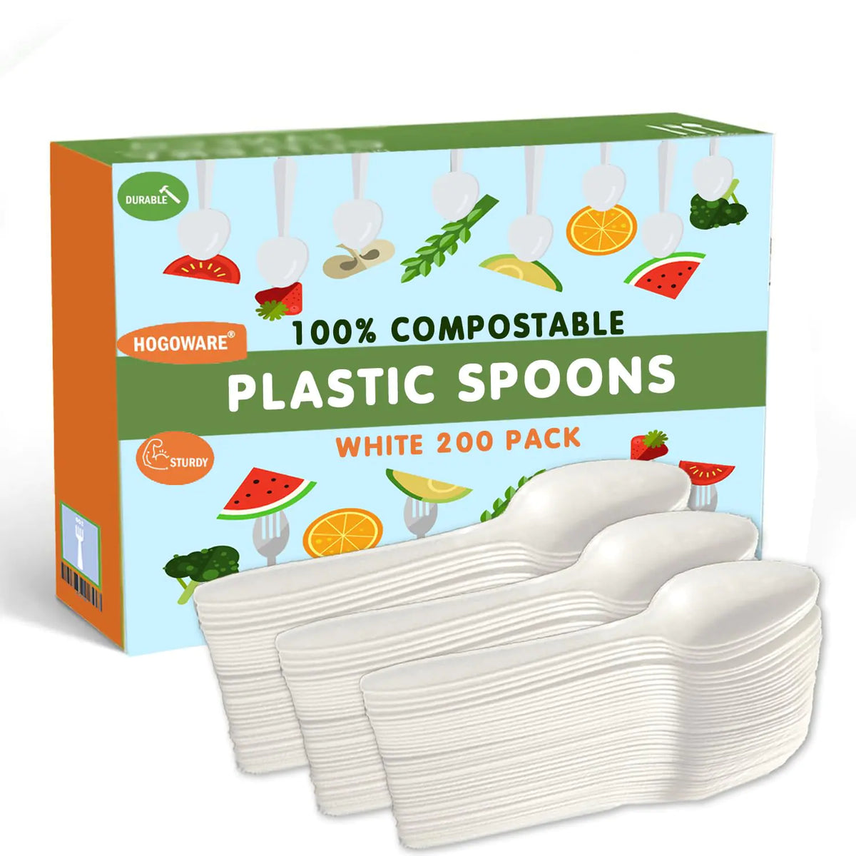 200 Pack White Plastic Spoons - Heavy Duty Disposable BPA-Free Cutlery for Kitchen Office Picnic and Party Use | Premium Clear Plastic Utensils Bulk for Weddings BBQs Birthdays and Events Rieworkes