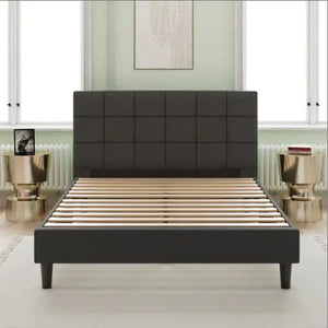 Upholstered Platform Bed Square Stitch - King Rieworkes