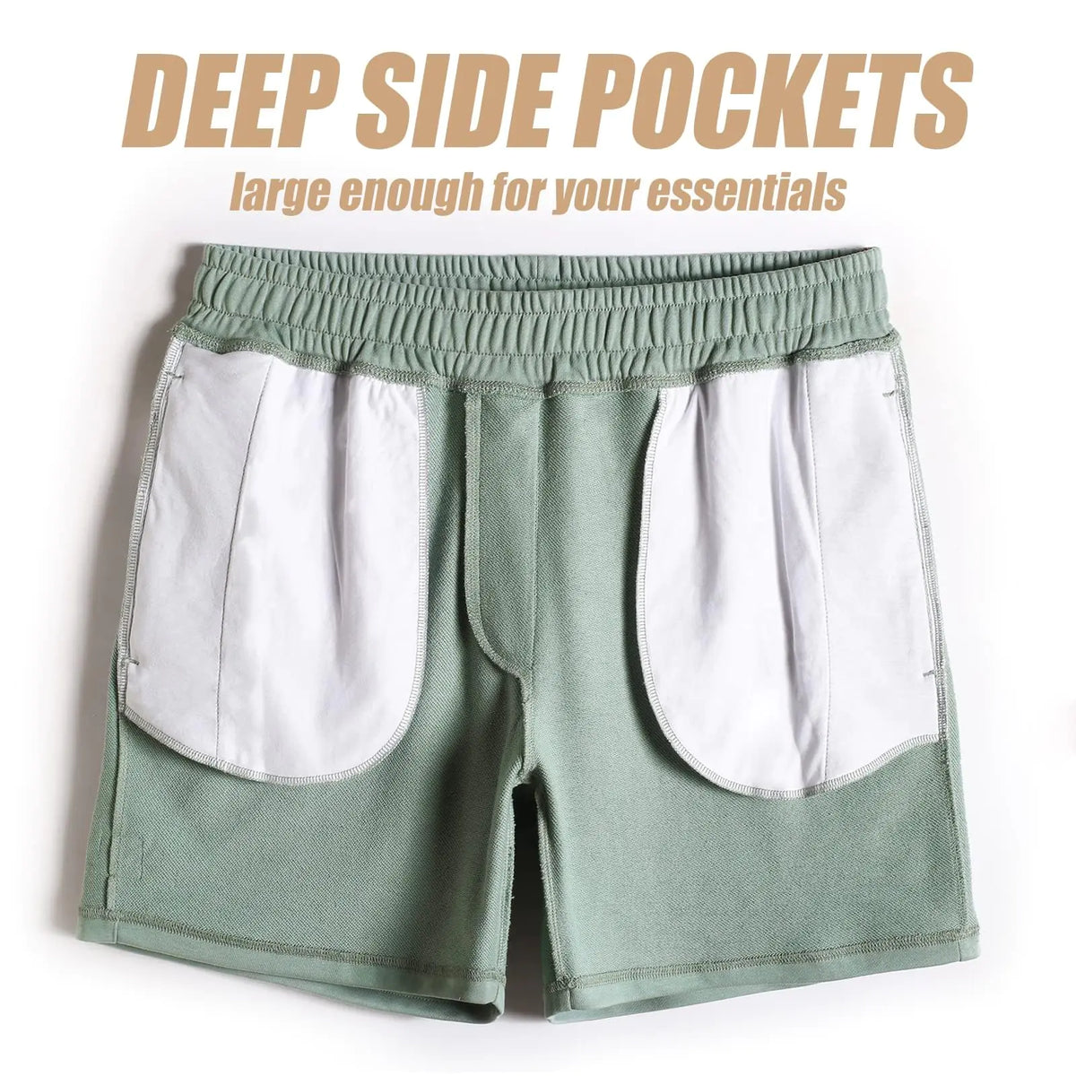 maamgic Mens Athletic Gym Shorts 5.5" Elastic Waist Casual Pajama Pocket Jogger Men Workout Short Pants Large Mint Rieworkes