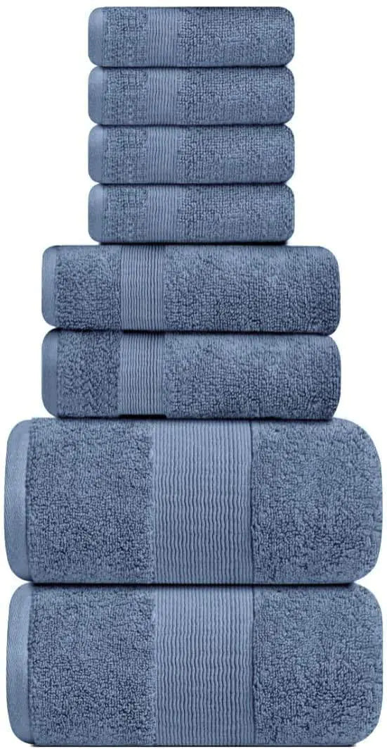 Resort Collection Soft Bath Towel Set 8 Pcs Luxury Hotel Plush Absorbent Cotton Rieworkes