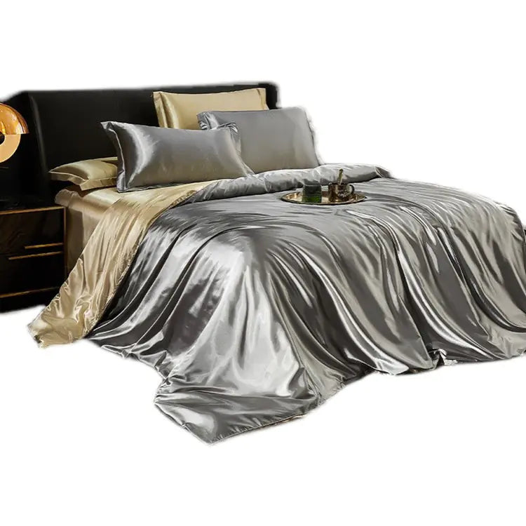 Luxury Silk Bedding Set with Solid Color Duvet Cover Mimarta