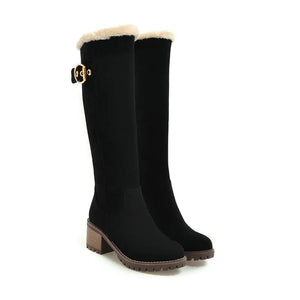 Buckle Embellished Mid-Heel Winter Long Boots Mimarta