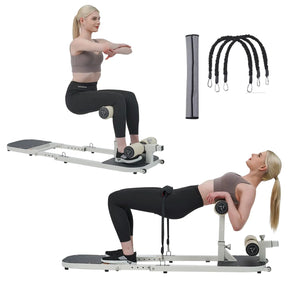 Hip Thrust Machine with High Resistance and Protectors Pad - 3D High Density Polyurethane Cushion - Premium Squat for at Home Gym-Comes with Handles to Exercise Your Arms (Seatless - Telescopic) Mimarta